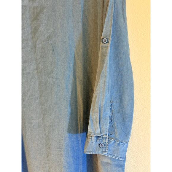 NWT | COMO VINTAGE Denim Shirt Dress Light Blue Casual Chic | XL Extra Large - Picture 5 of 9